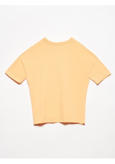 Dilvin Yaka Basic T-shirt Şeftali