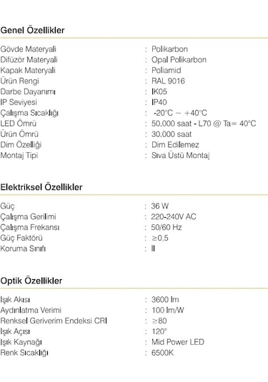 İnoled 36w Led Bant Armatür Ip40 6500k 120cm Çok Renkli