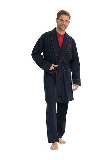 U.s Polo Assn. 12040 Erkek Çeyizlik 5'li Sabahlıklı Pijama Takım-lacivert Lacivert