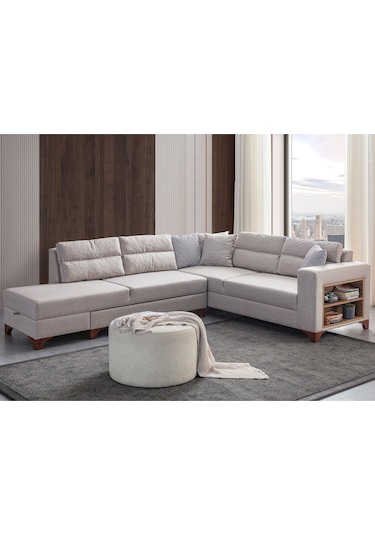 Eymense Tloft Köşe Koltuk Takımı Krem Sol Köşe