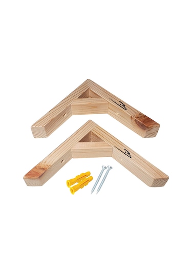 Doğal Ahşap Duvar Raf Ayağı 16x16cm Dayanıklı 90 Derece (2li set)