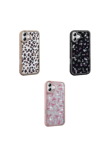 İphone Uyumlu15 Pro Kılıf Taşlı Simli Kenarları Silikon Parıltılı Azra Kapak Telefon Kılıfı Kamera K