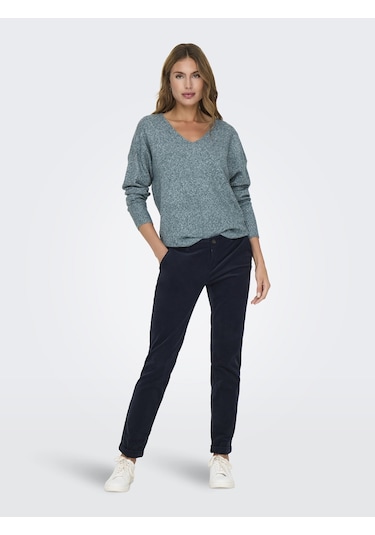 Vero Moda Only V Yaka Örme Kadın Kazak 15224360 Yeşil