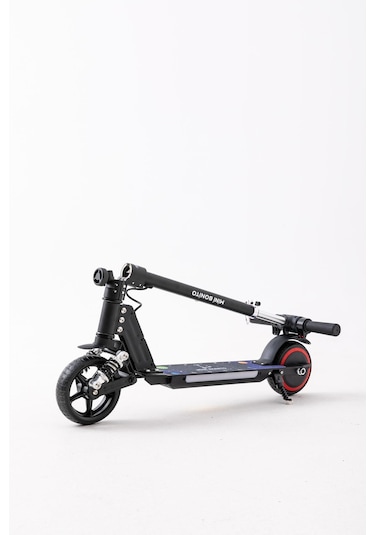Mini Bonito Çocuk Katlanabilir, Led Işıklı, Amortisörlü Elektrikli Scooter Ayarlanabilir Direksiyonlu Dizlik Ve Dirseklik Hediyedir Siyah