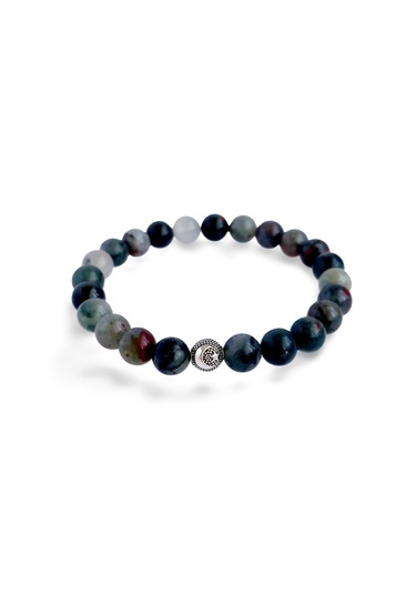 Gümüş Hematit Doğal Taşlı Bayrak Tasarım Erkek Bileklik Gümüş