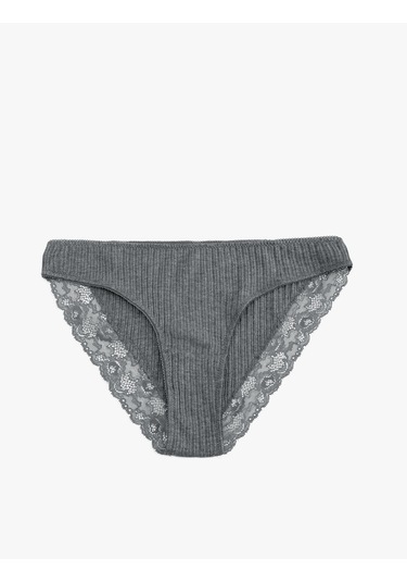 Koton Brief Külot Pamuklu Dantel Detaylı Antrasit Melange 5wlk30043mk Antrasit Melanj