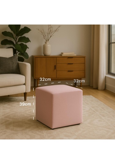 A5 Home Kare Puf Açık Pembe
