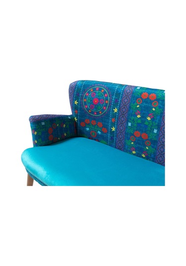 Mobilyabazari Etnik Desen Turkuaz 2+1+1+Sehpalı Çay Seti