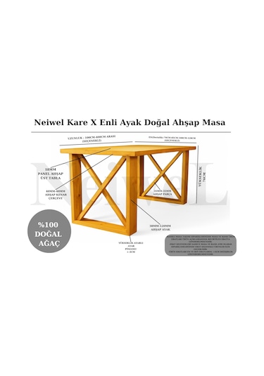Neiwel Leis Doğal Ahşap Mutfak Ve Yemek Masası-120-280 Açık Ceviz