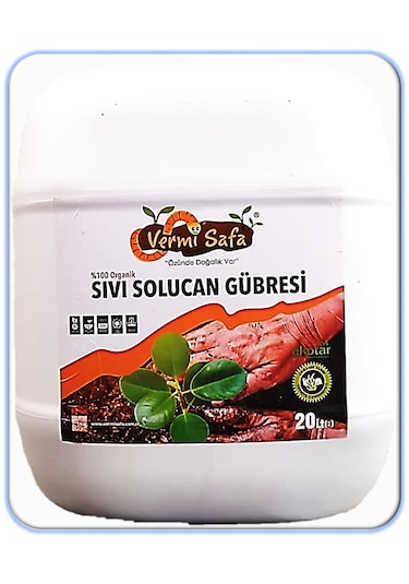 %100 Organik Doğal Vermisafa Konsantre Sıvı Solucan Gübresi 20 L