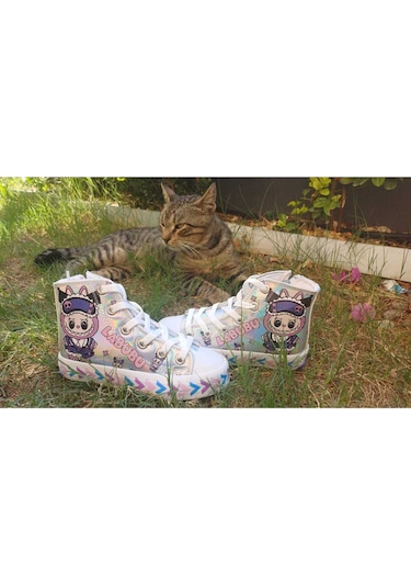 Scarpe Magiche Labubu Bilekli Sneaker 31-35 Numara Arası Işıksızdır Gümüş