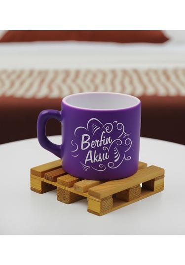 Bk Gift Kişiye Özel İsimli Mor Renkli Middle Çay & Kahve Fincanı-6, Arkadaşa Hediye, Sevgiliye Hediye, Doğum Günü Hediyesi Kobitmeyencom32552 Bk Gift