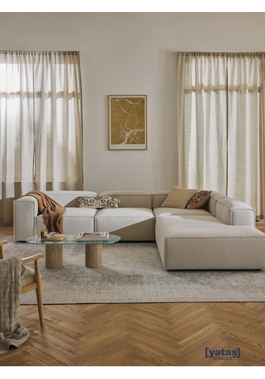 Most Mollis Pro 4 Modül Sağ Köşe Koltuk 01 Kırık Beyaz Keten Kuma