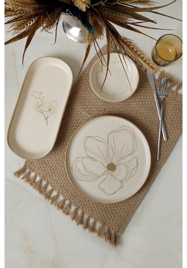 Taupe Bloom Kahvaltı Takımı 12 Parça 6 Kişilik 22519-28-29