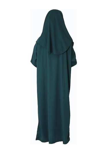 Kız Çocuk Tek Parça Namaz Elbisesi Gül Kurusu-zümrüt Zümrüt Yeşili
