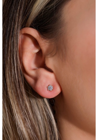 Moom Mücevherat Kadın Tek Taş Küpe 14 Ayar Altın N11.15607