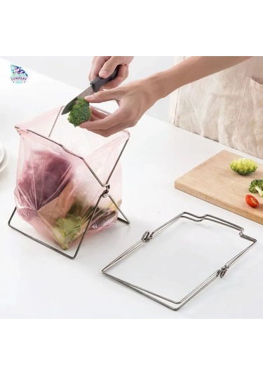 Xiyyadms Paslanmaz Çelik Mutfak Çöp Poşeti Tutucu, Konforlu Tahta Üstü Montajlı, Dayanıklı Ve Rust-önleyici, Gümüş Rengi, 1 Adet