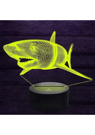 Goldenqian 3d Köpekbalığı Balığı Gece Lambası Illusion Gece Lambası 7 Renk Değiştirme Dokunmatik Anahtar Masa Masa Dekorasyon Lambaları Hediye Akrilik Düz Abs Taban Usb Kablosu Oyuncak G21jv7 Siyah