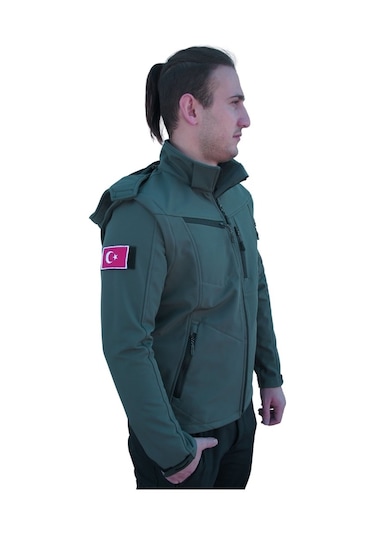Uniprom Taktikal Softshell Mont Kollar Ve Kapşon Çıkabilir Erkek-Haki