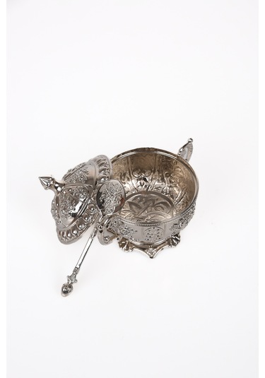 Dmt Copper Home Gaziantep Bakır Zamak Şekerlik Kase Takımı Yük:11cm Geniş:13 Cm& 2'li Set Takımı Gümüş