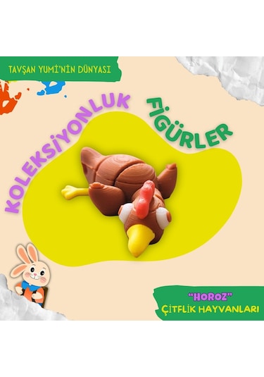 Tavşan Yumi Çiftlik Hayvanları Koleksiyonu- 4 Parça 5-7 Cm Hareketli Oyuncaklar Ve Bilgilendirici Kartlar "