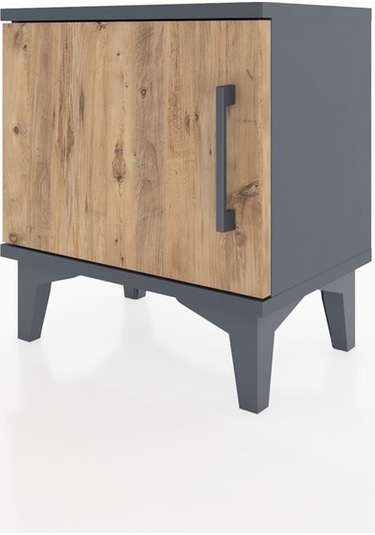 Arges Komodin Tek Raflı Tek Kapaklı 44x30x48 Antrasit-çam Antrasit