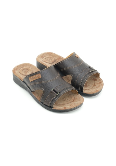 Gezer Erkek Yazlık Pu Taban Suni Deri Koleksiyon Rahat Taban Günlük Terlik Kahve