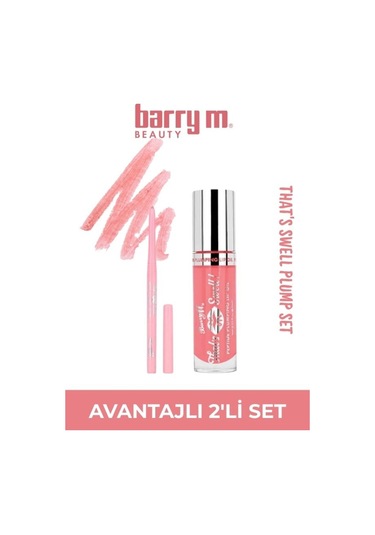 Barry M That's Swell Peptide Dudak Lip Gloss Set Lip Liner Ve Lip Gloss Rose Radiance Sedefli Pembe