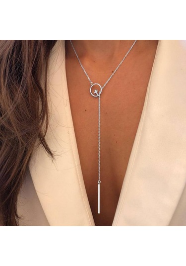 Çapraz Yuvarlak Metal Çubuk Alaşımlı Uzun Kazak Zincir Kolye Sku1130 Çok Renkli