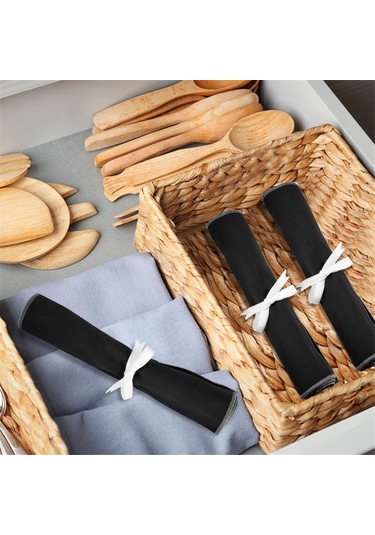 12'li Set Gümüş Koruma Torbası, Anti-pas Keçe Çanta Black