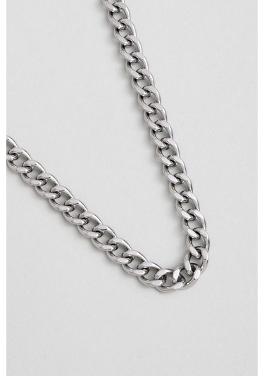 Örgü Model Çelik Erkek Kolye Gri