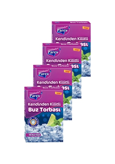 Kendinden Kilitli Buz Torbası 196 Buz Küpü 4 Paket