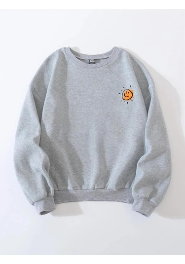 Destıny New Baskılı Kapüşönlü Sweatshirt Greydest