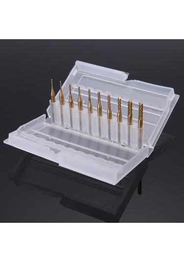 Cnc End Mill Gravür Kesici Karbür 10 Adet 0.8/3.175mm Pcb, Smt, Cnc Matkap Uç