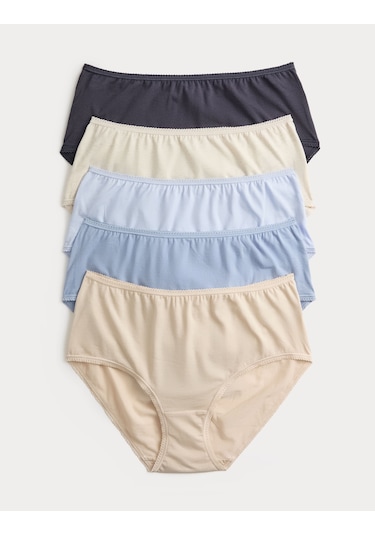 Marks & Spencer 5'li Cotton Lycra Short Külot Seti Mavi Mix
