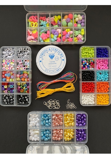 Ipli Klasik 4 Kutulu Hobi Takı Yapma Seti Kolye Bileklik Telefon