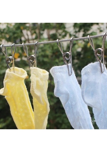 20 Adet-20 Adet Çok Amaçlı Rüzgar Geçirmez Clothespin Paslanmaz Çelik Deniz Sınıfı Dayanıklı Mandal Metal Asılı Klipler Elbise Havlu Çorap
