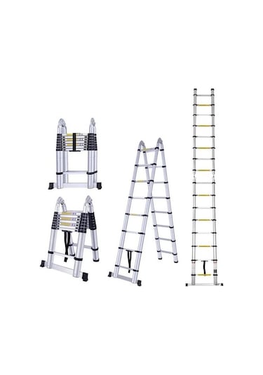 Ebax 2.2+2.2 , 4.4 Metre,7+7 Basamak, 14 Basamak Çift Yönlü Teleskopik Merdiven