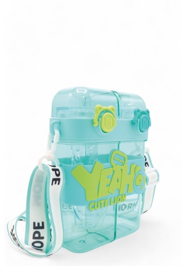 Dekorasyaa Yeah Çift Bölmeli Suluk - Mavi Renkli Boyun Askılı Çift İçimli - Bpa İçermez Mavi