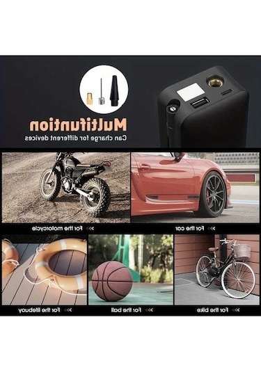 Fastbuy Turcoshop11 1 Nolu Araba Motosiklet Bisiklet Kompresörü, Elektrikli Araç Pompası, Taşınabilir Lastik Şişirme Cihazı,