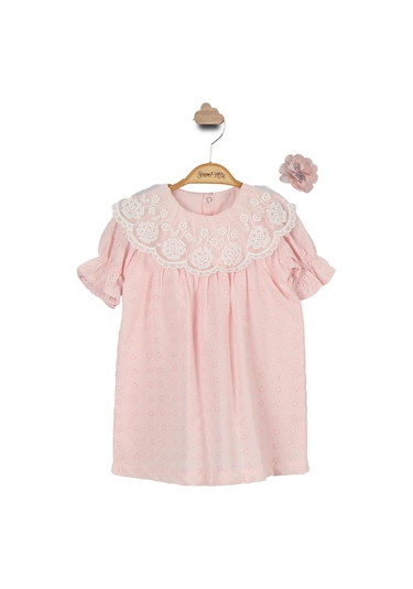 Dantel Yaka Fisto Çocuk Elbise Toka Takım 001