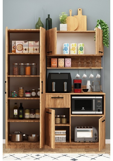 Ervin Kahve Köşesi 4 Raflı Airfry Kiler Dolabı Çok Amaçlı Atlantik Çam Atlantik Çam