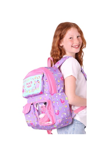 Elatae Su Geçirmez Kumaş Kız Çocuk Çok Gözlü Ortopedik Sırt Okul Çantası L5240 Lila