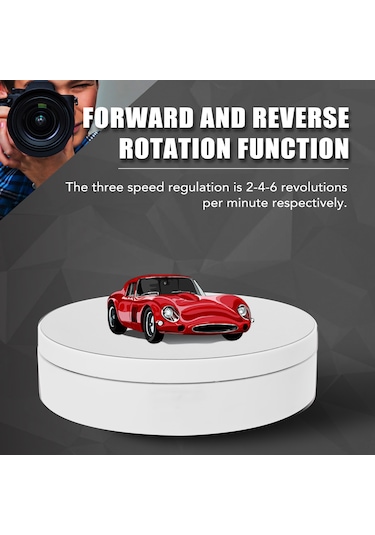 Qingmipy Usb İle Şarj Edilebilir 3 Hızlı Ve Açı Ayarlanabilir Dairesel Gösterim Platformu - Ayna Desenli Mat Beyaz Jülye, Aksesuar, Model İçin