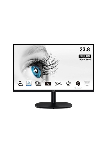 Msı Pro Mp245v 24\" Flat 1920x1080 Fhd 23.8 Va 100 Hz 1 Ms Anti-glare Monitör, Siyah-135546