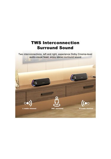 Ximistore9 Siyah 20w Taşınabilir Bluetooth Hoparlör - Ipx6 Su Geçirmez, 12 Saat Çalma Süresi, Renkli Led Işık, Derin Bass, Bt 5.3