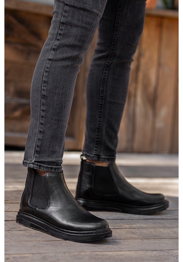 Garantili D1900 Günlük Ortopedik Soğuk Geçirmez Erkek Bot Siyah