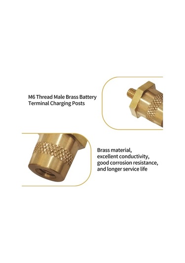 Novahub Erkek Pirinç Akü Terminali M6 Dış 8mm İç 8mm, Şarj Postası, Akü Tamir Aksesuarı, Akü Modifikasyonu