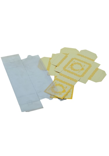Hediyelik Karton Kapak Krem Gold Varaklı Asetat Kutu 8x8x16.5cm
