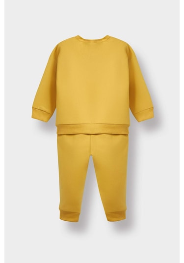 Defacto Erkek Bebek 2li Takım Dinazor Baskılı Sweatshirt Eşofman Altı E9264a525auyl310 Sari